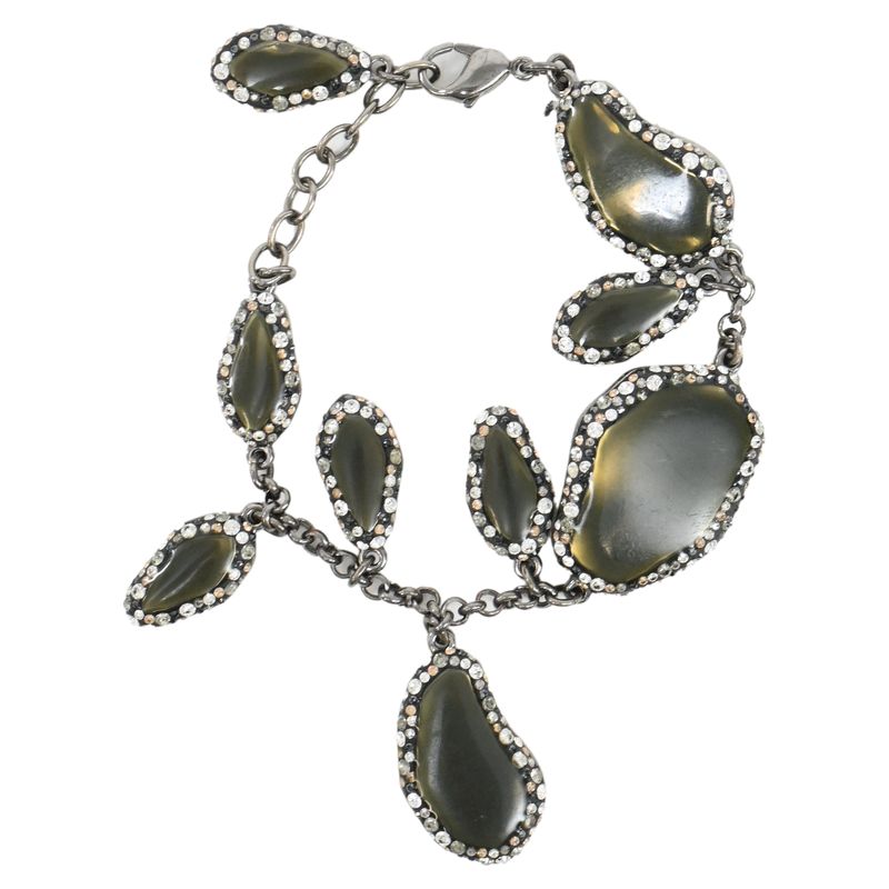Swarovski Rhinestone Crystal Embellished Bracelet In Grey Metal